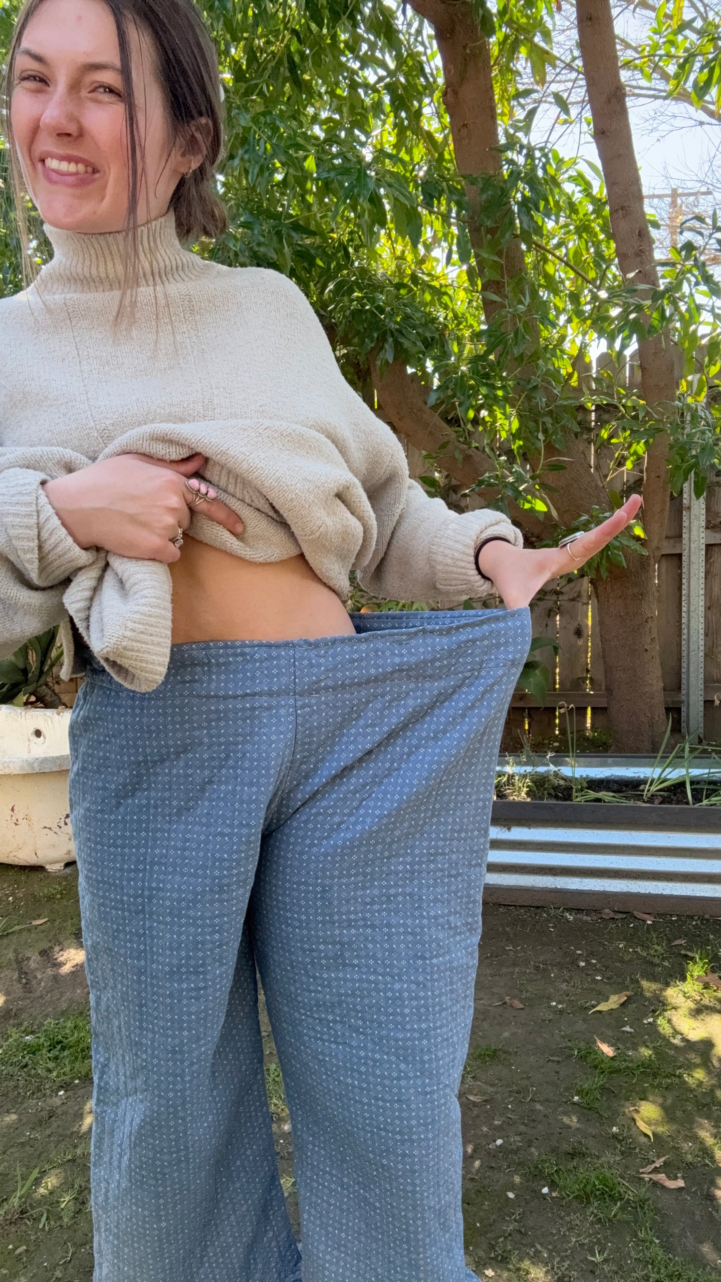 Quilted pants( frill +blue)