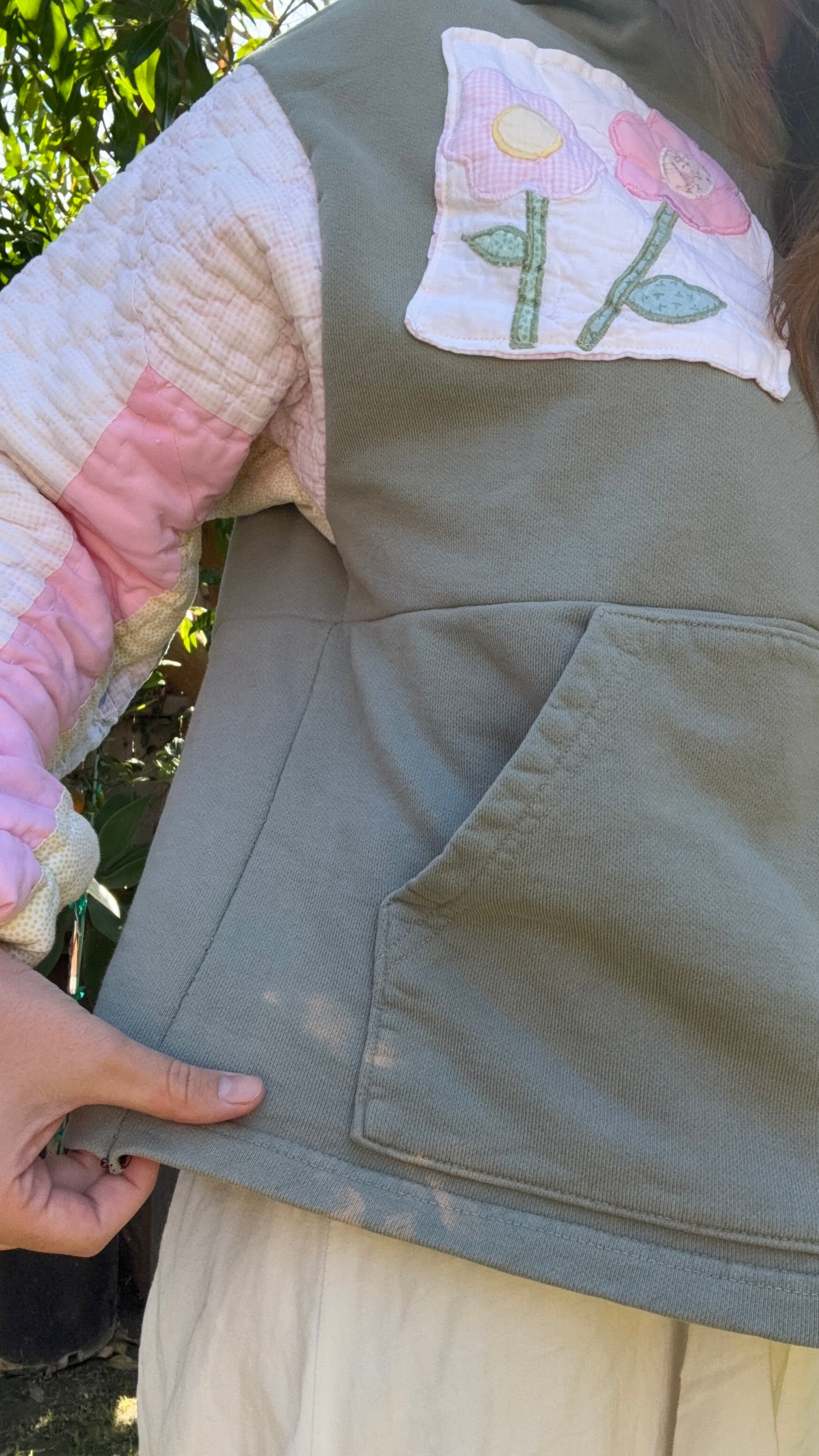 Hoodee (pink quilted sleeves)