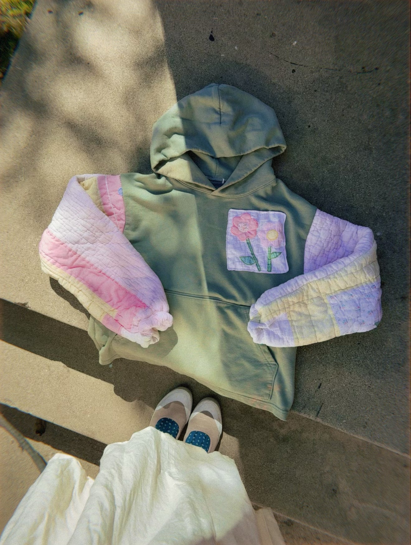 Hoodee (pink quilted sleeves)
