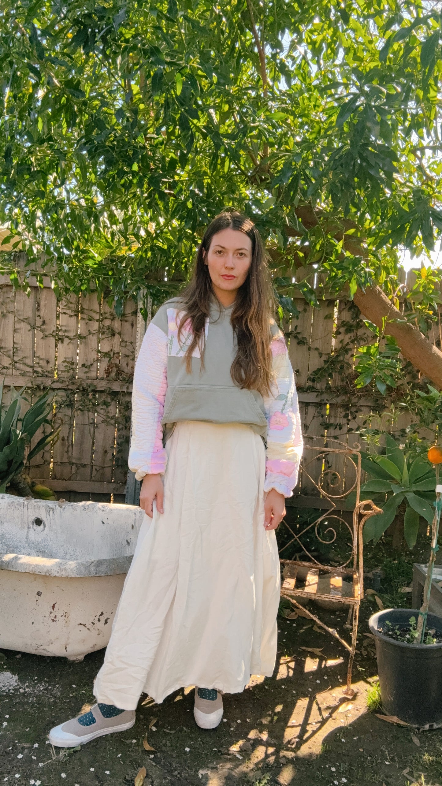 Hoodee (pink quilted sleeves)