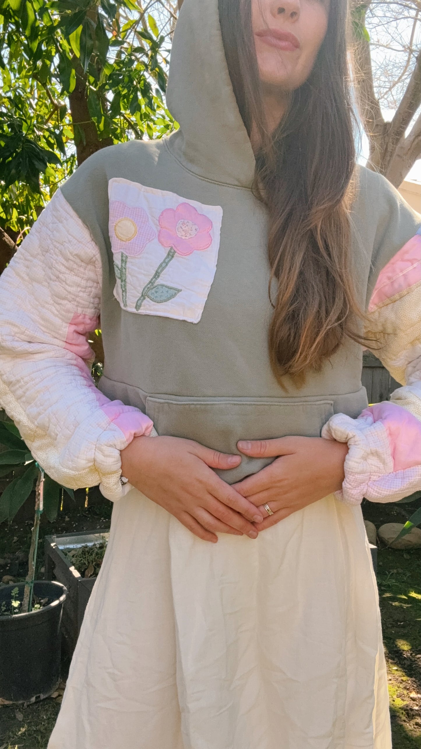 Hoodee (pink quilted sleeves)