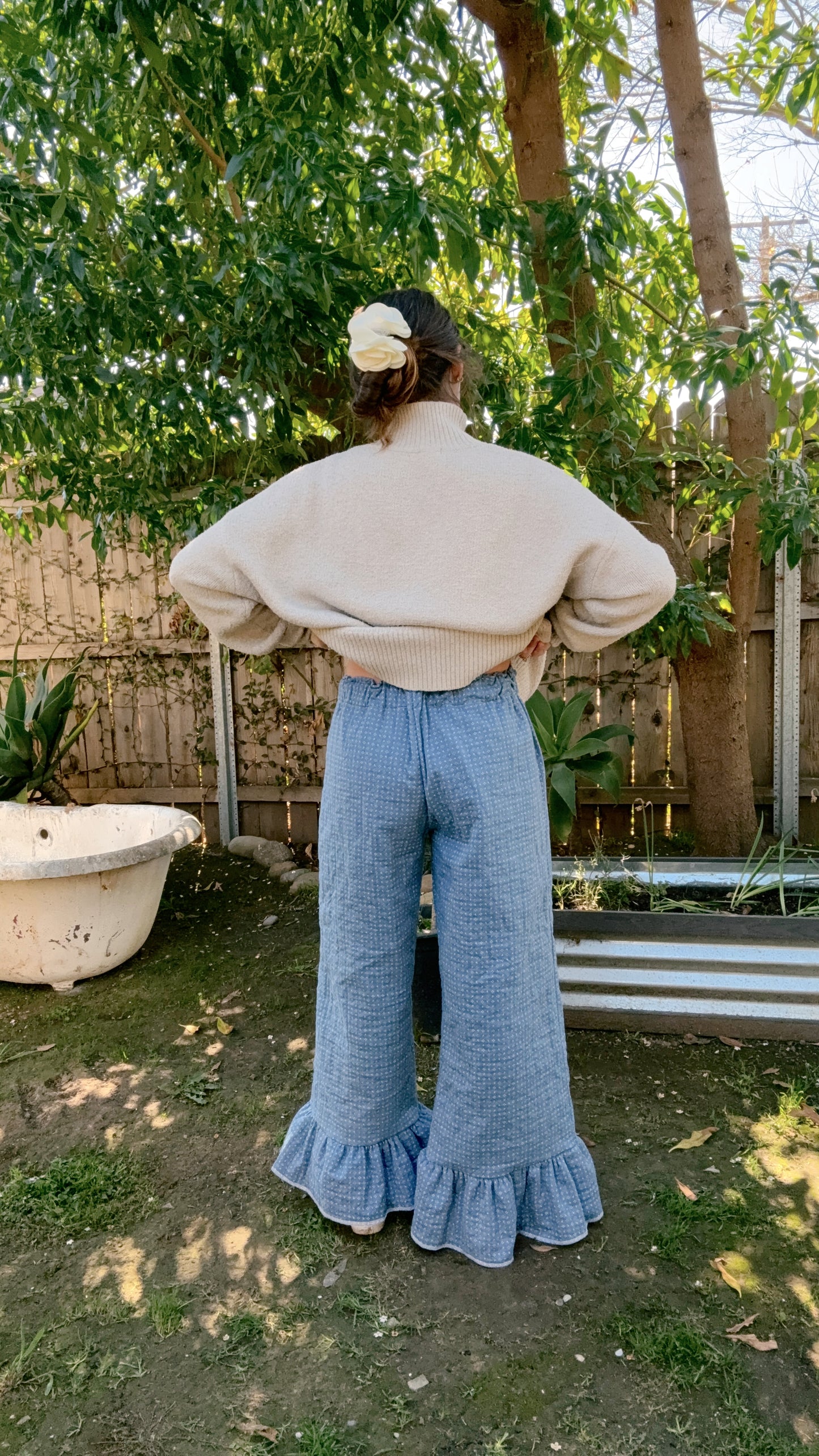 Quilted pants( frill +blue)