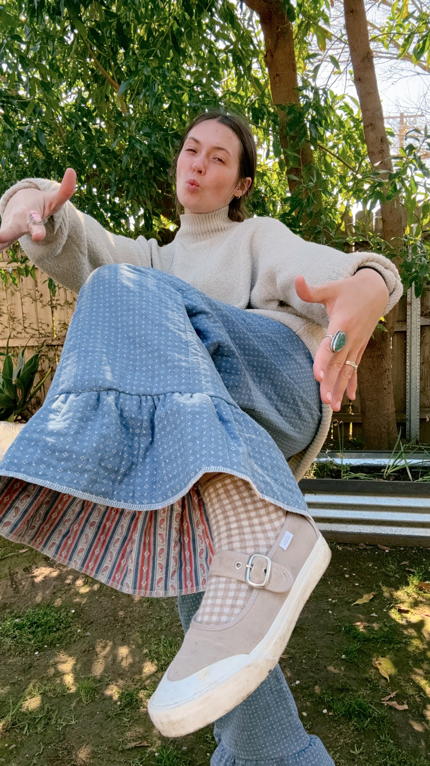 Quilted pants( frill +blue)