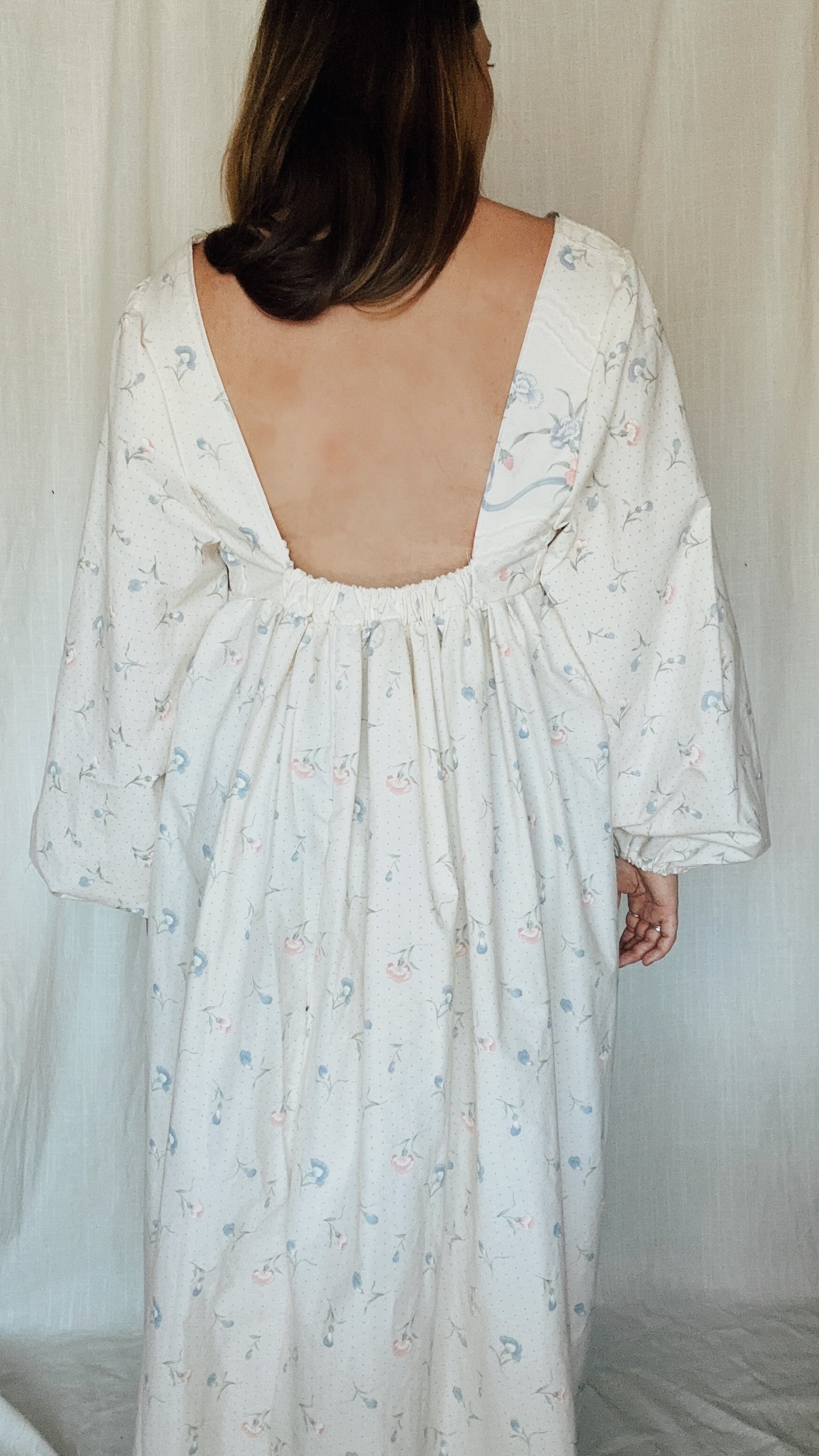 Latona dress (cream + flowers)